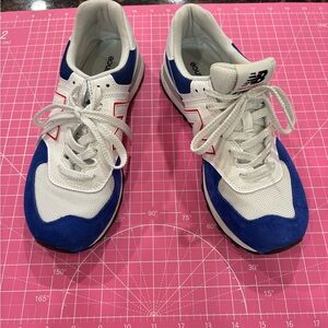 New Balance White and Blue Athletic Shoes